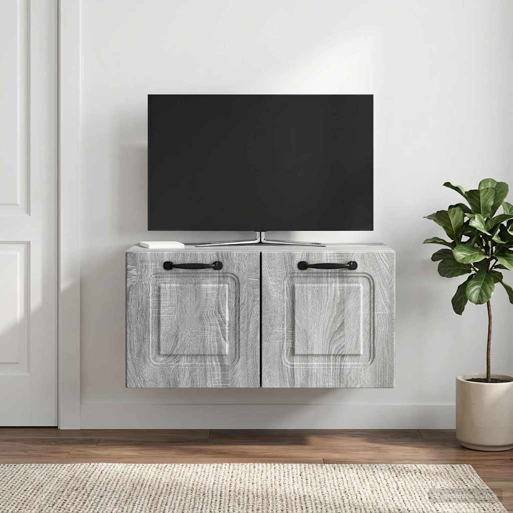 Fali TV szekrény Szürke Sonoma 59,5 x 31 x 30 cm Szerelt Fa