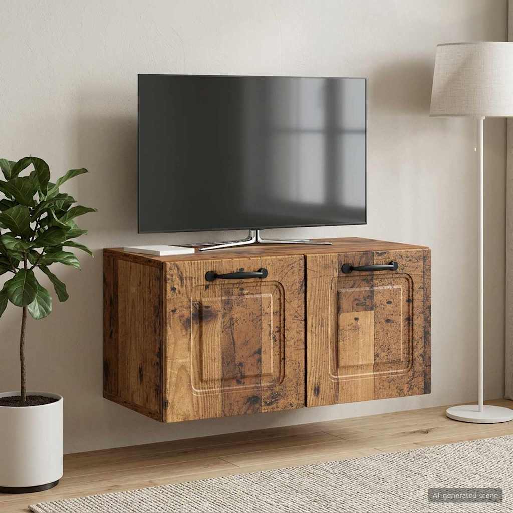 Fali TV szekrény Antik Fa 59,5 x 31 x 30 cm Szerelt Fa