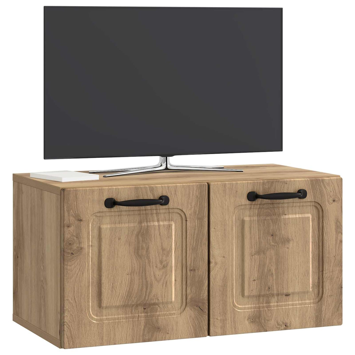 Fali TV szekrény 59,5 x 31 x 30 cm Kézműves Tölgy Szerelt Fa