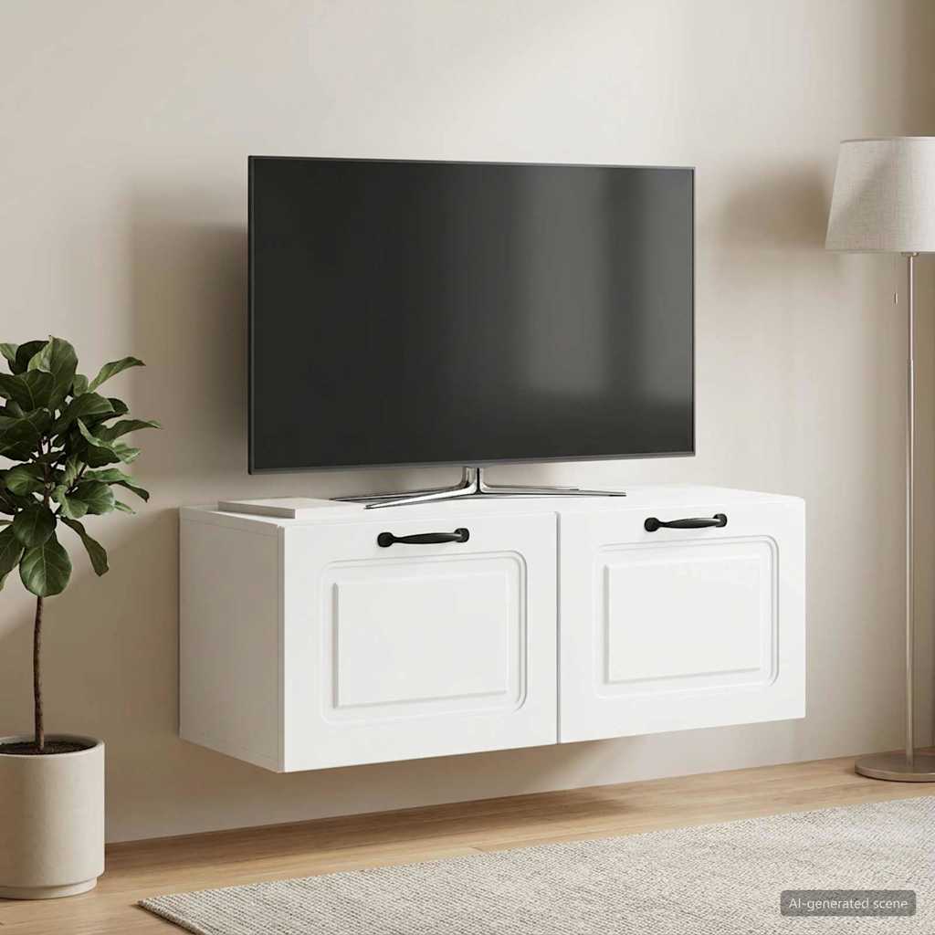 Fali TV szekrény Fehér 78,5 x 31 x 30 cm Szerelt Fa