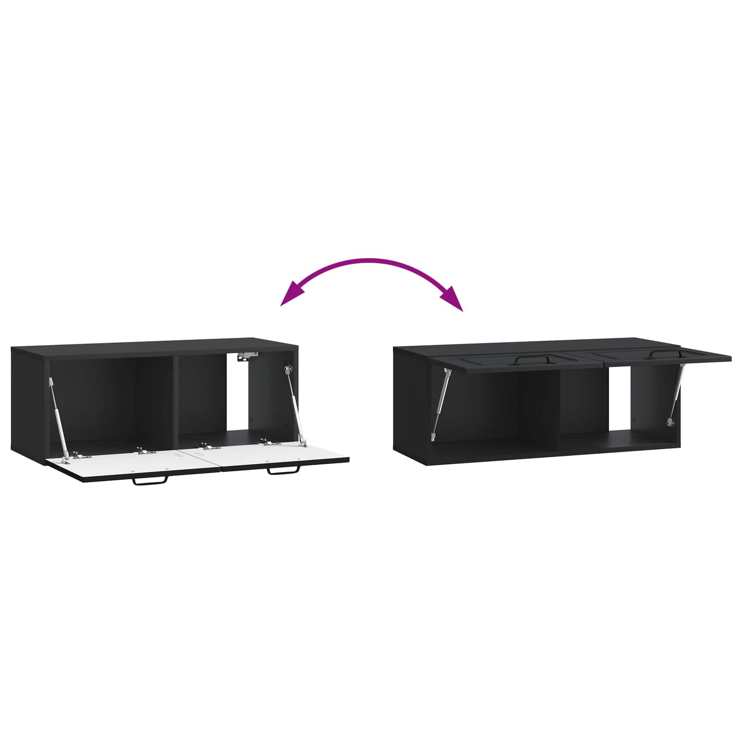 Fali TV szekrény Fekete 78,5 x 31 x 30 cm Szerelt Fa