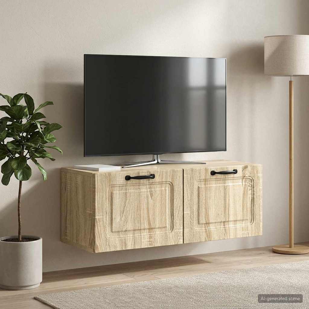 Fali TV szekrény Sonoma Tölgy 78,5 x 31 x 30 cm Szerelt Fa