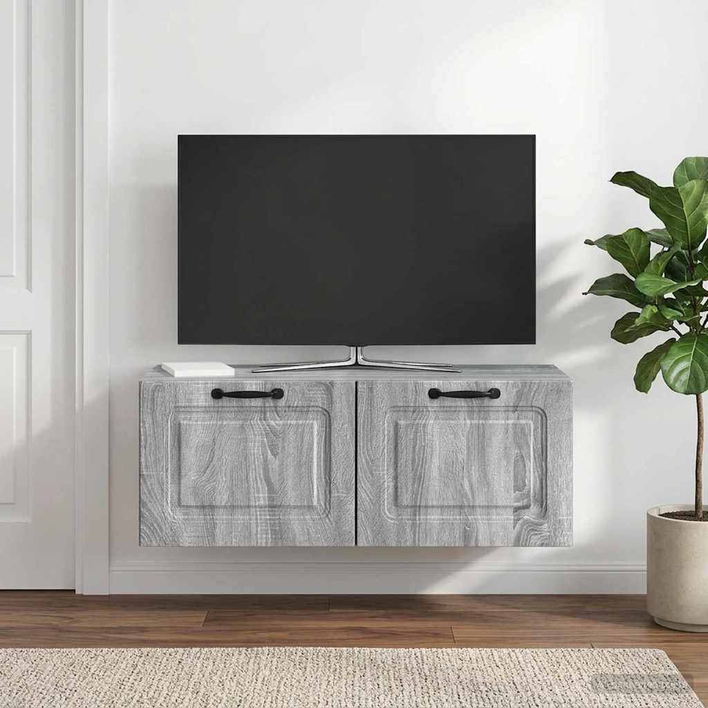 Fali TV szekrény Szürke Sonoma 78,5 x 31 x 30 cm Szerelt Fa