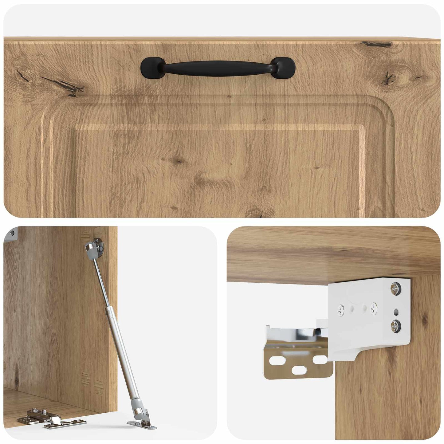 Fali TV szekrény 78,5 x 31 x 30 cm Kézműves Tölgy Szerelt Fa