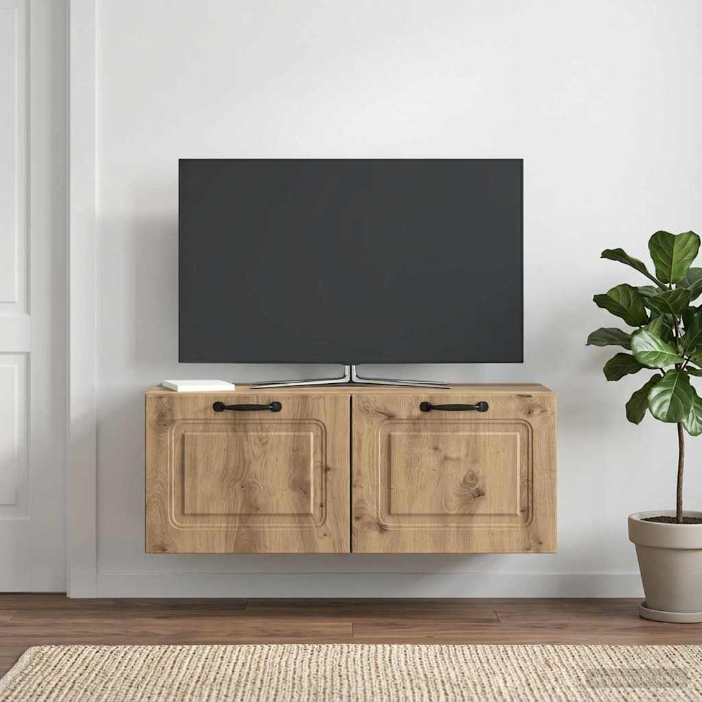 Fali TV szekrény 78,5 x 31 x 30 cm Kézműves Tölgy Szerelt Fa