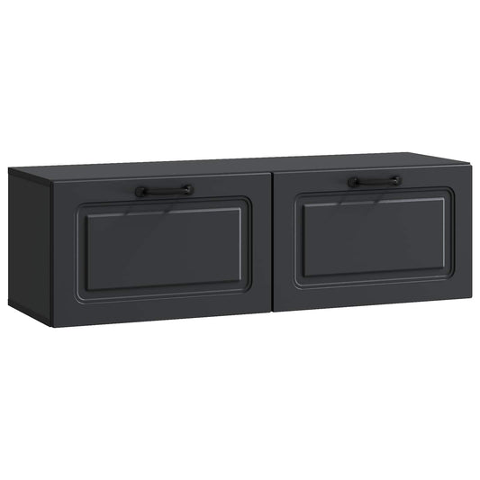 Fali TV szekrény Fekete 98 x 31 x 30 cm Szerelt Fa