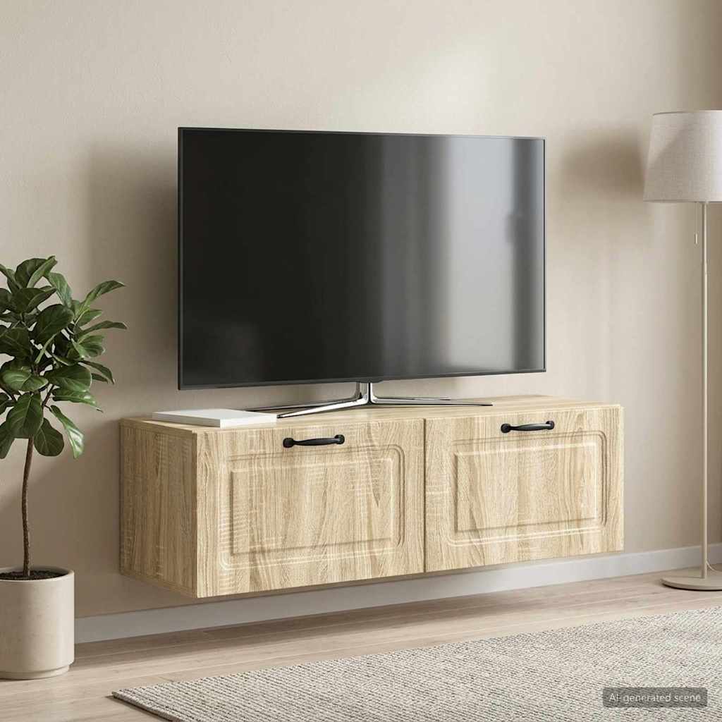 Fali TV szekrény Sonoma Tölgy 98 x 31 x 30 cm Szerelt Fa