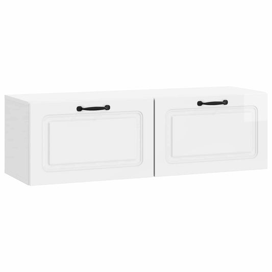 Fali TV szekrény Magasfényű Fehér 98 x 31 x 30 cm Szerelt Fa