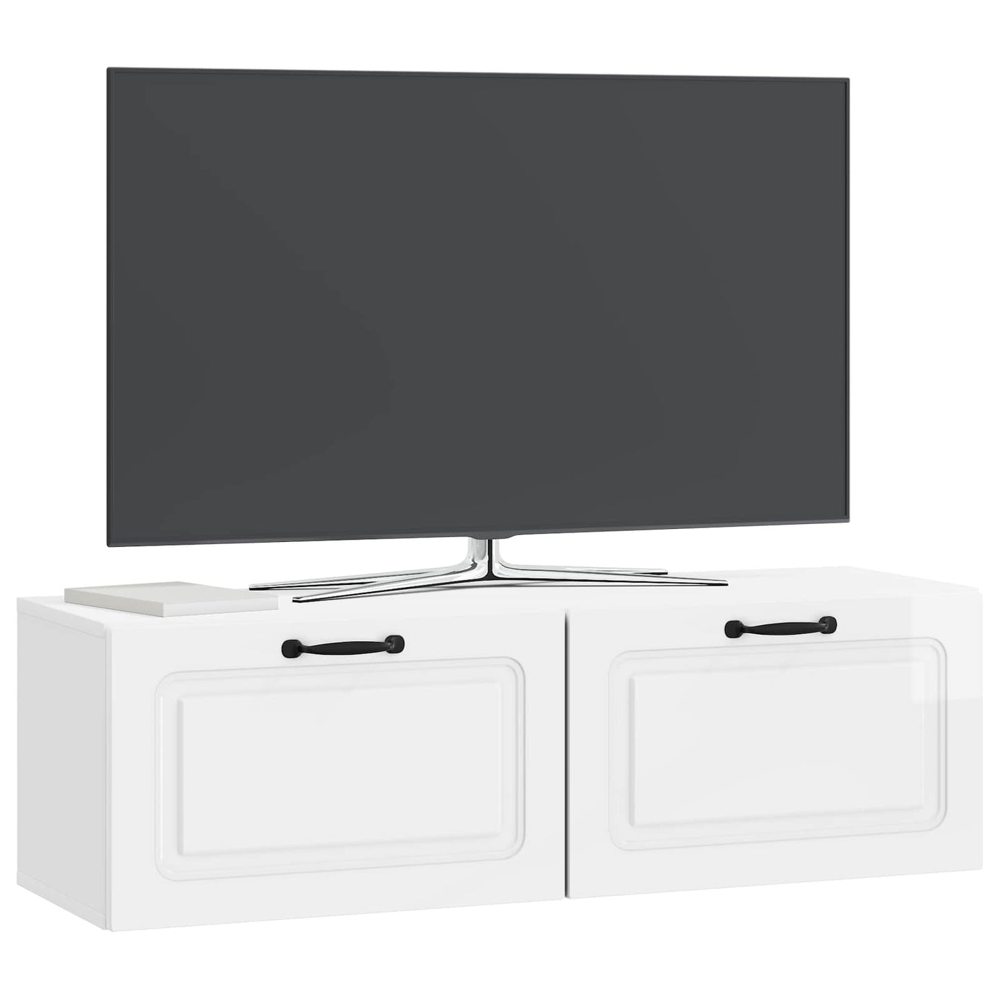 Fali TV szekrény Magasfényű Fehér 98 x 31 x 30 cm Szerelt Fa
