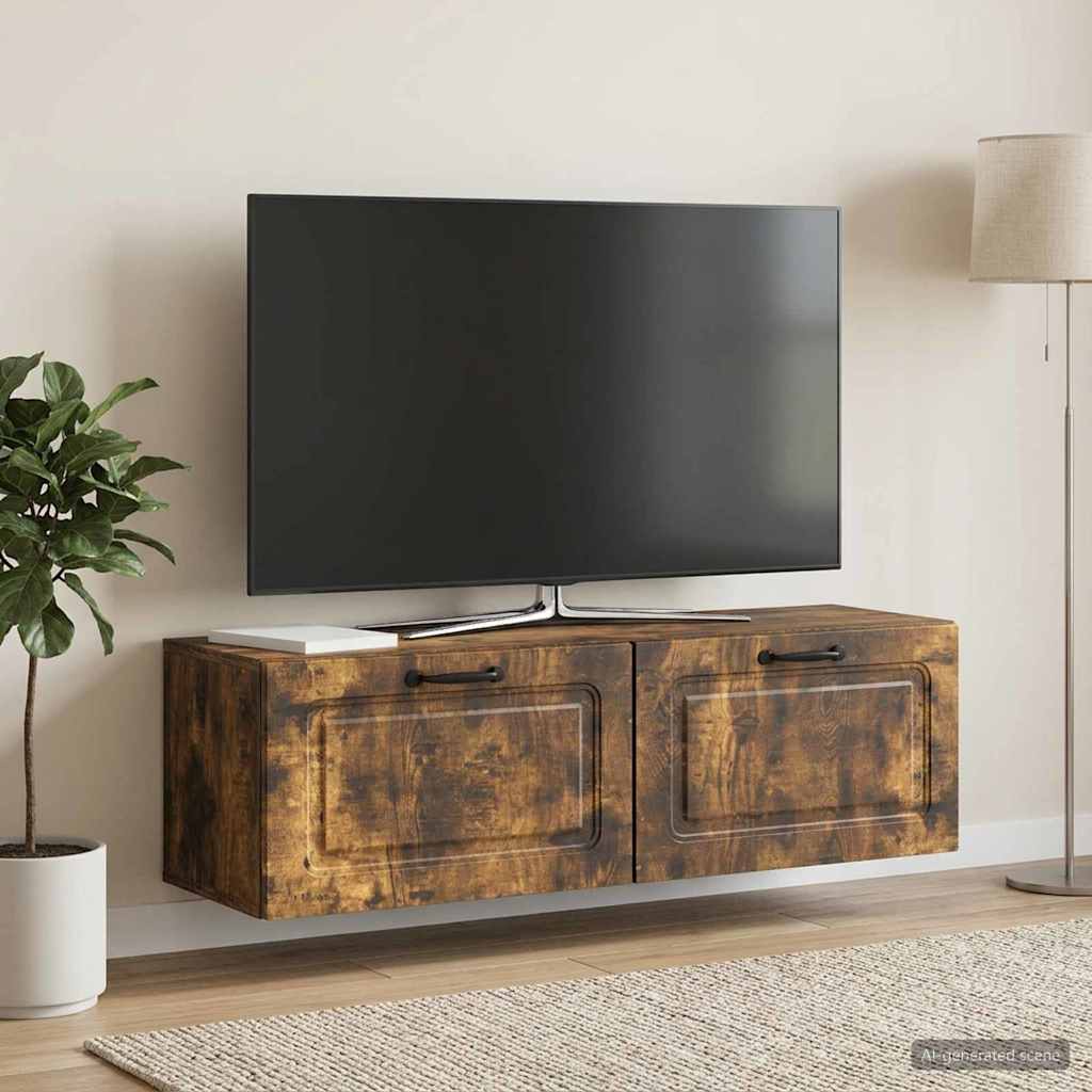 Fali TV szekrény Füstös Tölgy 98 x 31 x 30 cm Szerelt Fa