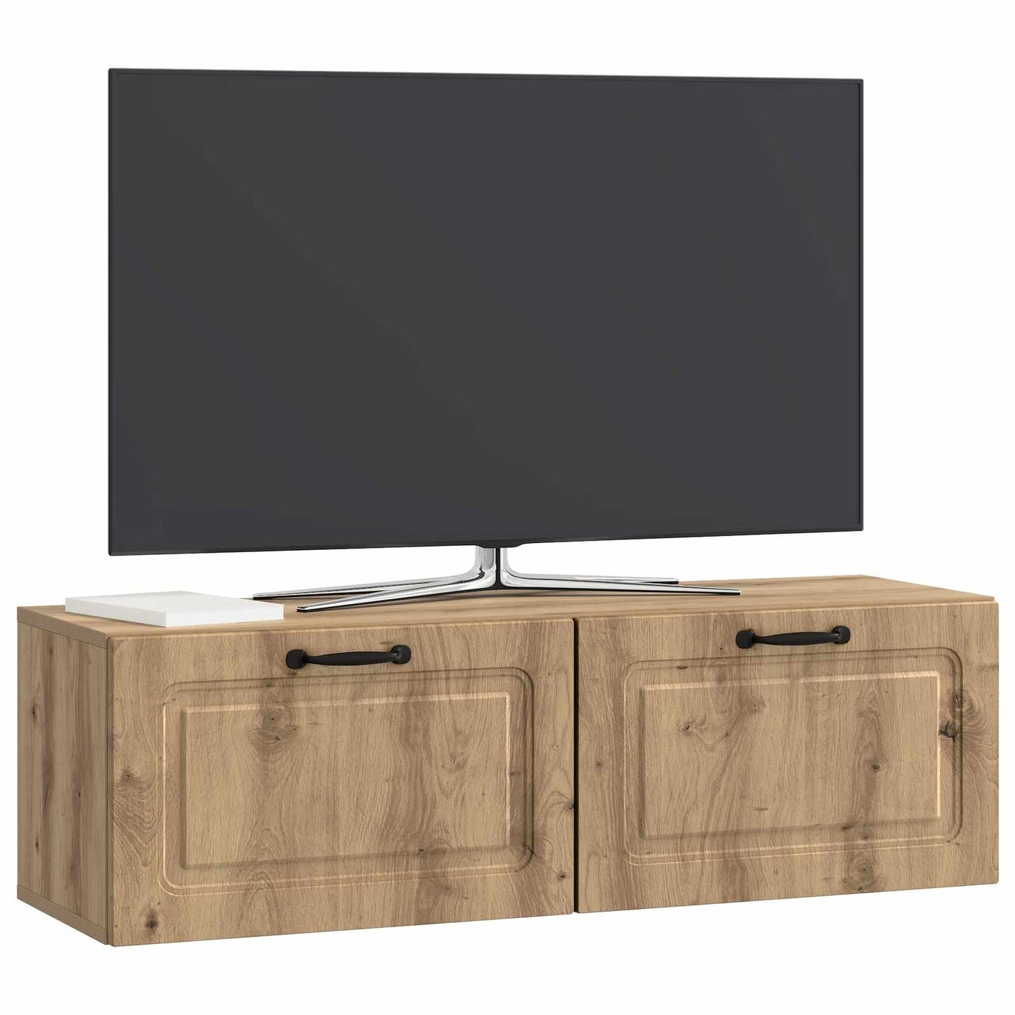Fali TV szekrény 98 x 31 x 30 cm Kézműves Tölgy Szerelt Fa