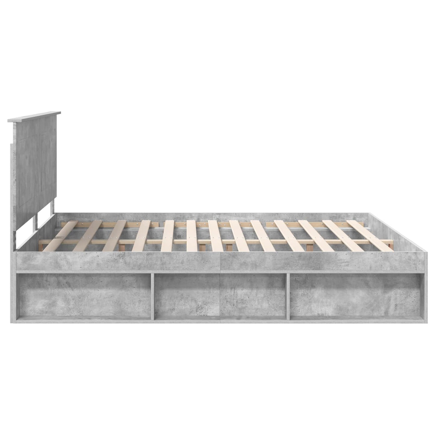 Ágykeret fejtámlával Beton 180 x 200 cm Tömör fenyőfa