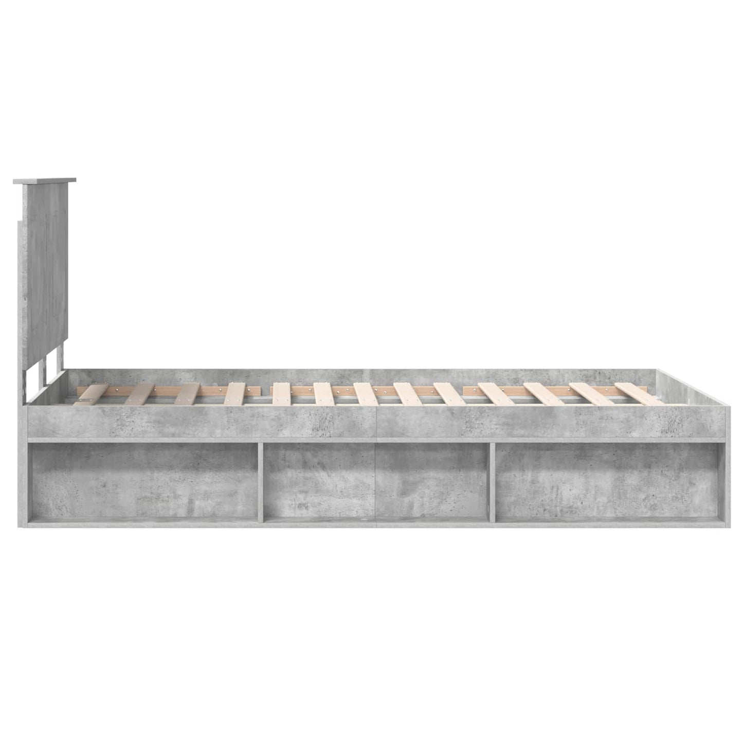 Ágykeret fejtámlával Beton Szürke 135 x 190 cm Tömör fenyőfa