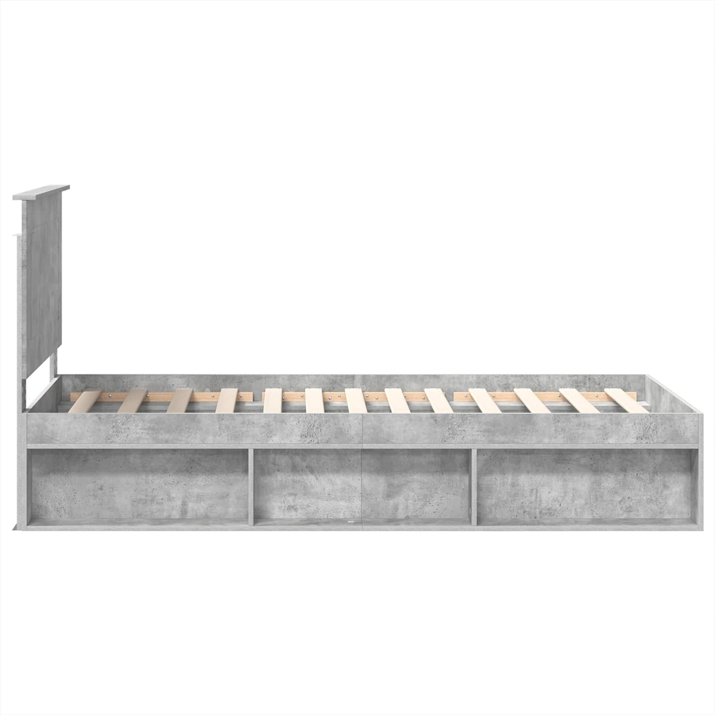 Ágykeret fejtámlával Beton Szürke 100 x 200 cm Tömör fenyőfa
