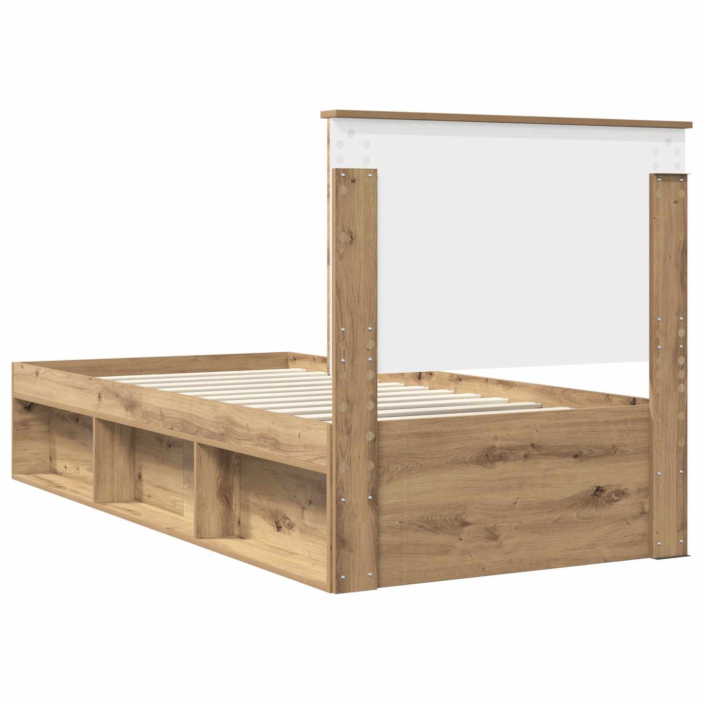 Ágykeret fejtámlával Művészi tölgy 100 x 200 cm Tömör fenyőfa
