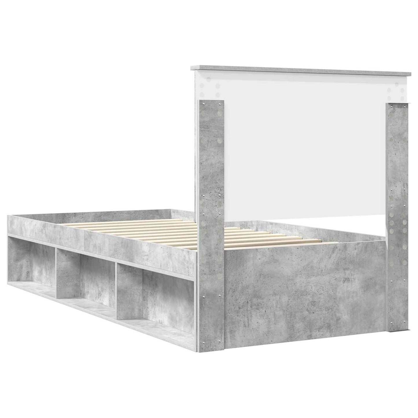 Ágykeret fejtámlával Beton Szürke 90 x 190 cm Tömör fenyőfa