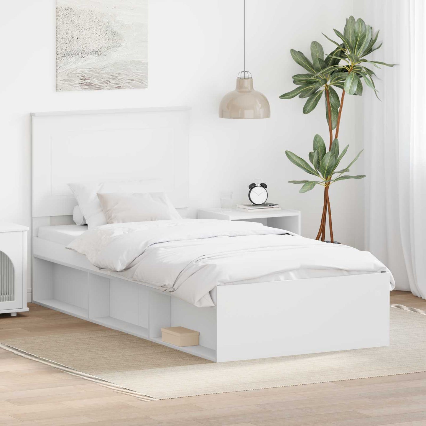Ágykeret fejtámlával Fehér 75 x 190 cm Tömör fenyőfa