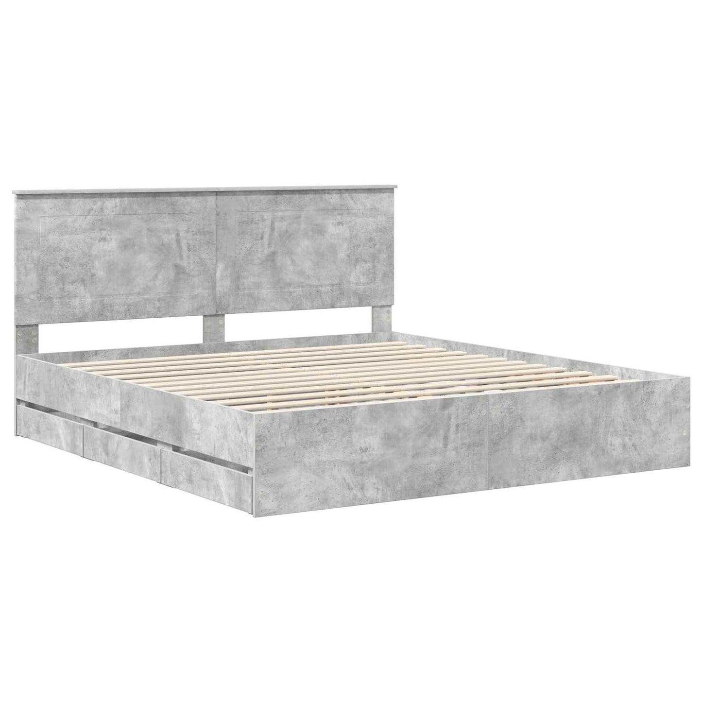 Ágykeret fiókkal tárolóval Beton Szürke 200 x 200 cm Mérnöki Fa