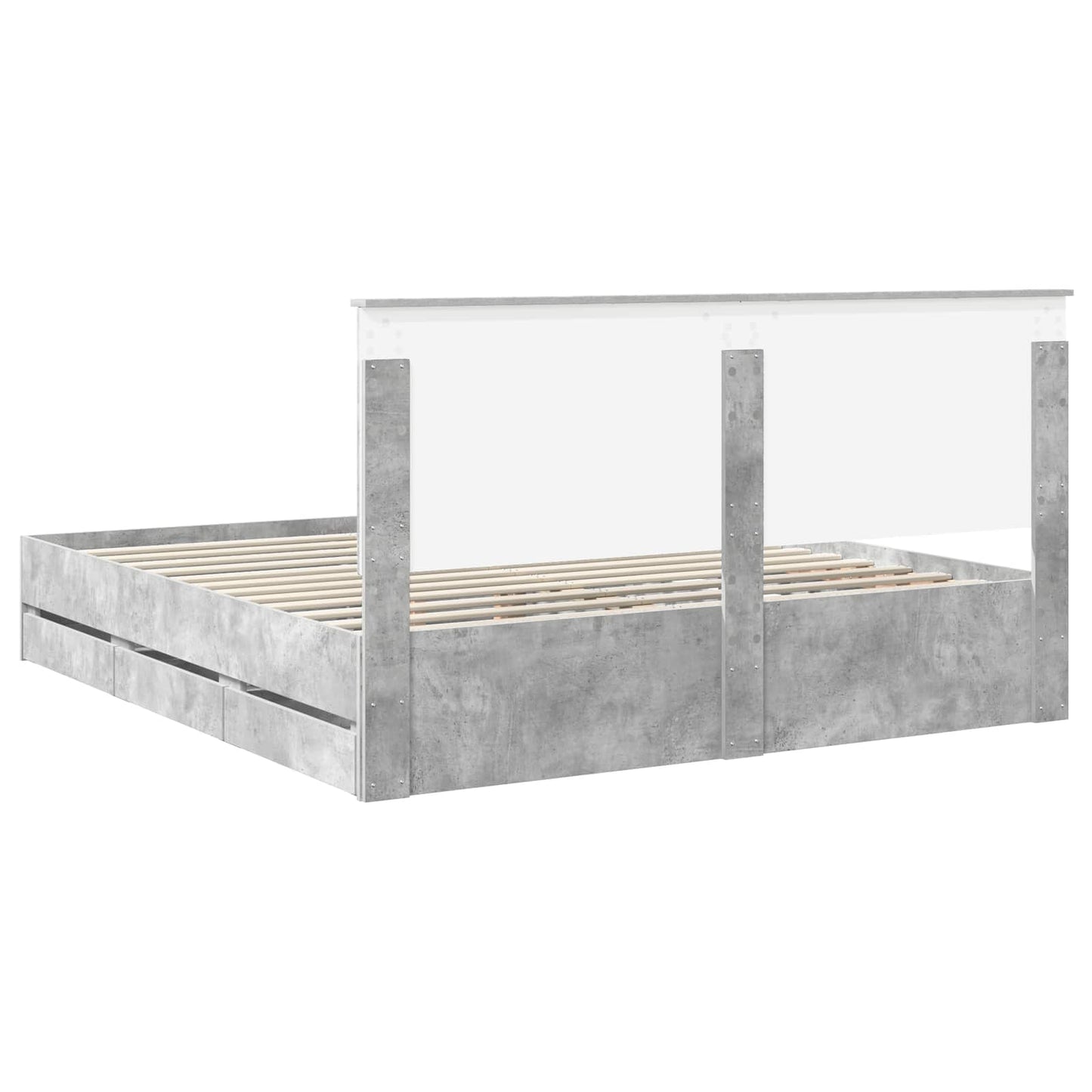 Ágykeret fiókkal tárolóval Beton Szürke 200 x 200 cm Mérnöki Fa