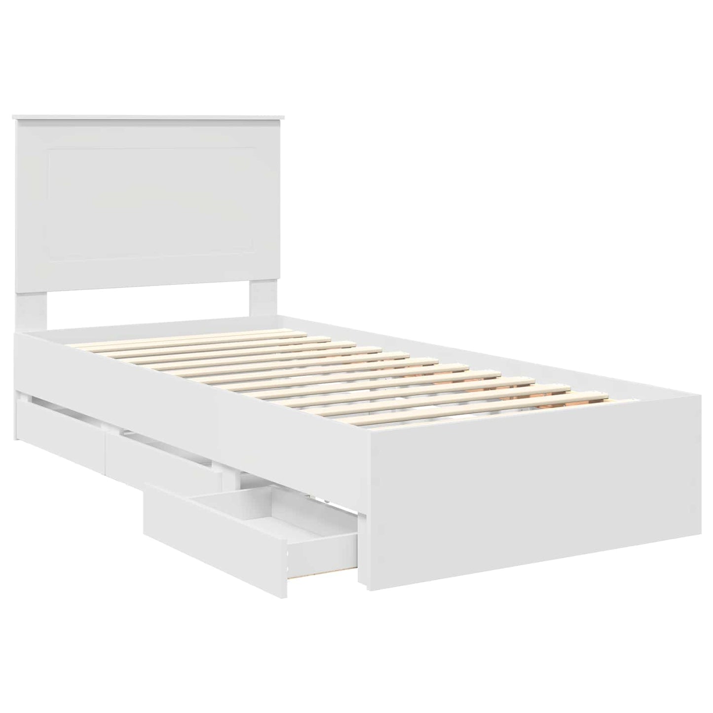 Ágykeret fiókkal fejtámlával Fehér 100 x 200 cm Mérnöki Fa