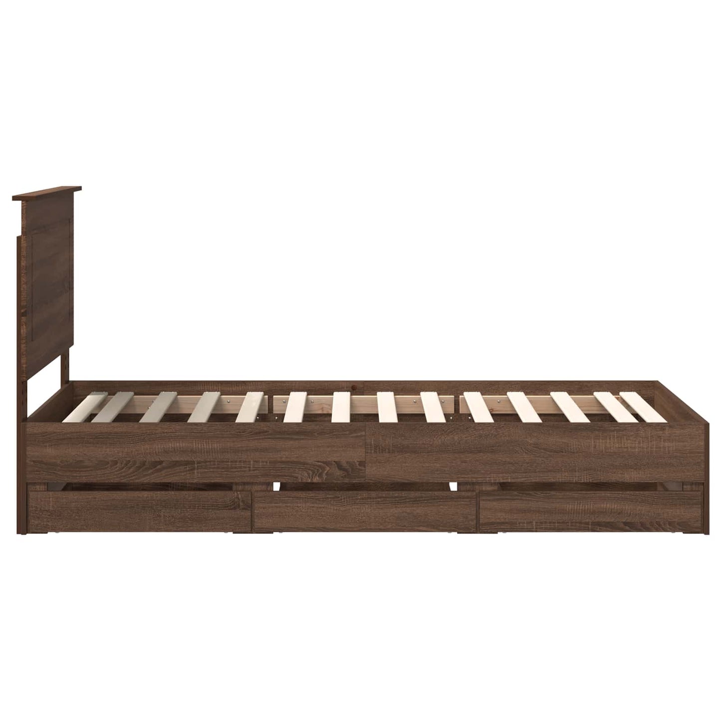 Ágykeret fiókkal fejtámlával Barna Tölgy 75 x 190 cm Mérnöki Fa