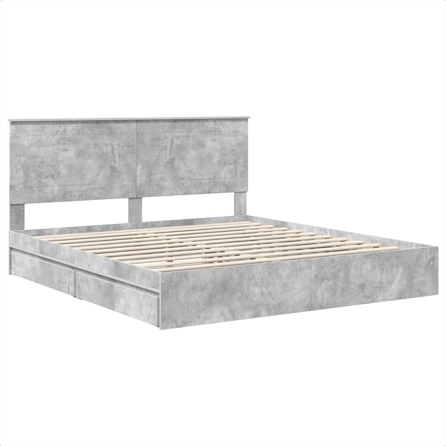 Tárolós Ágy fiókkal Beton Szürke 200 x 200 cm Szerelt Fa