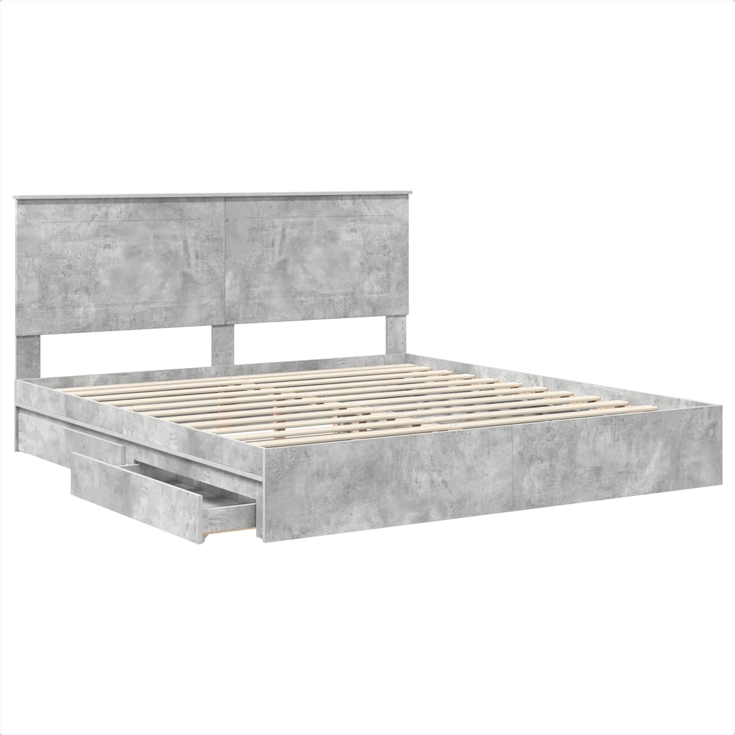 Tárolós Ágy fiókkal Beton Szürke 200 x 200 cm Szerelt Fa