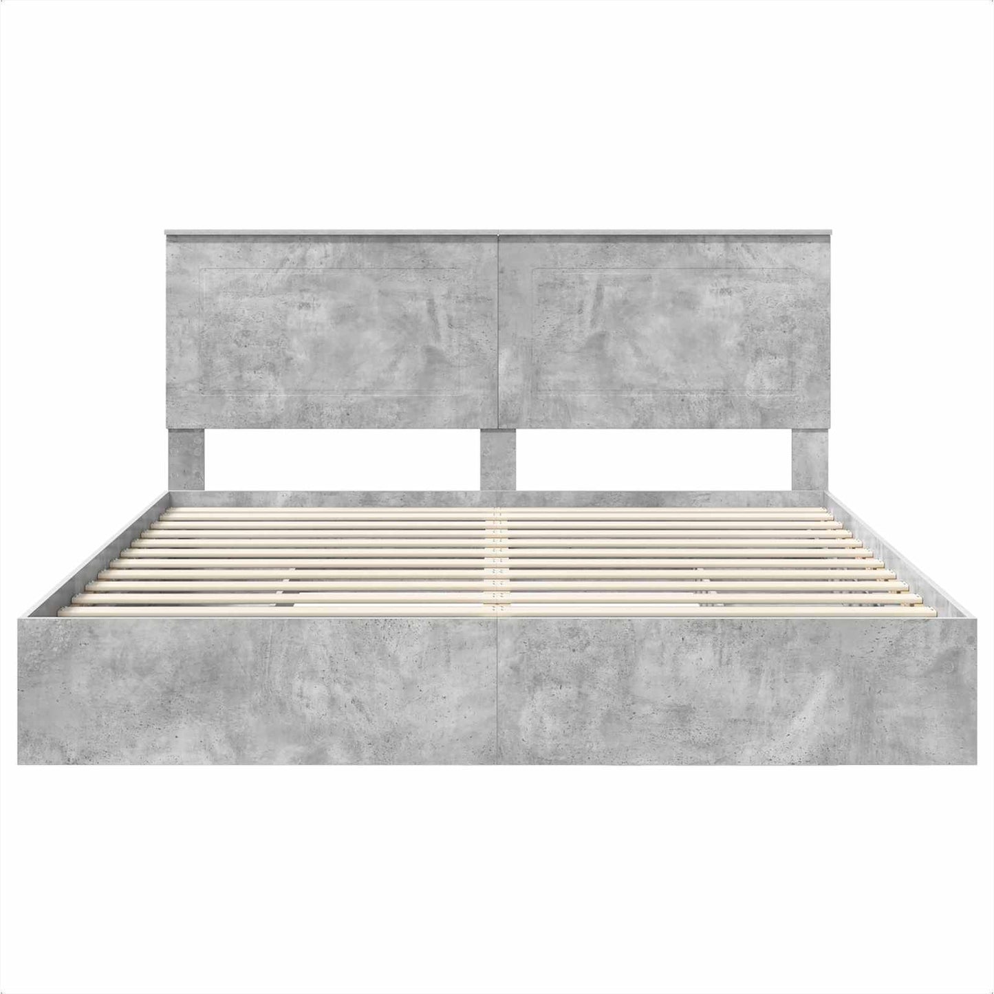 Tárolós Ágy fiókkal Beton Szürke 200 x 200 cm Szerelt Fa