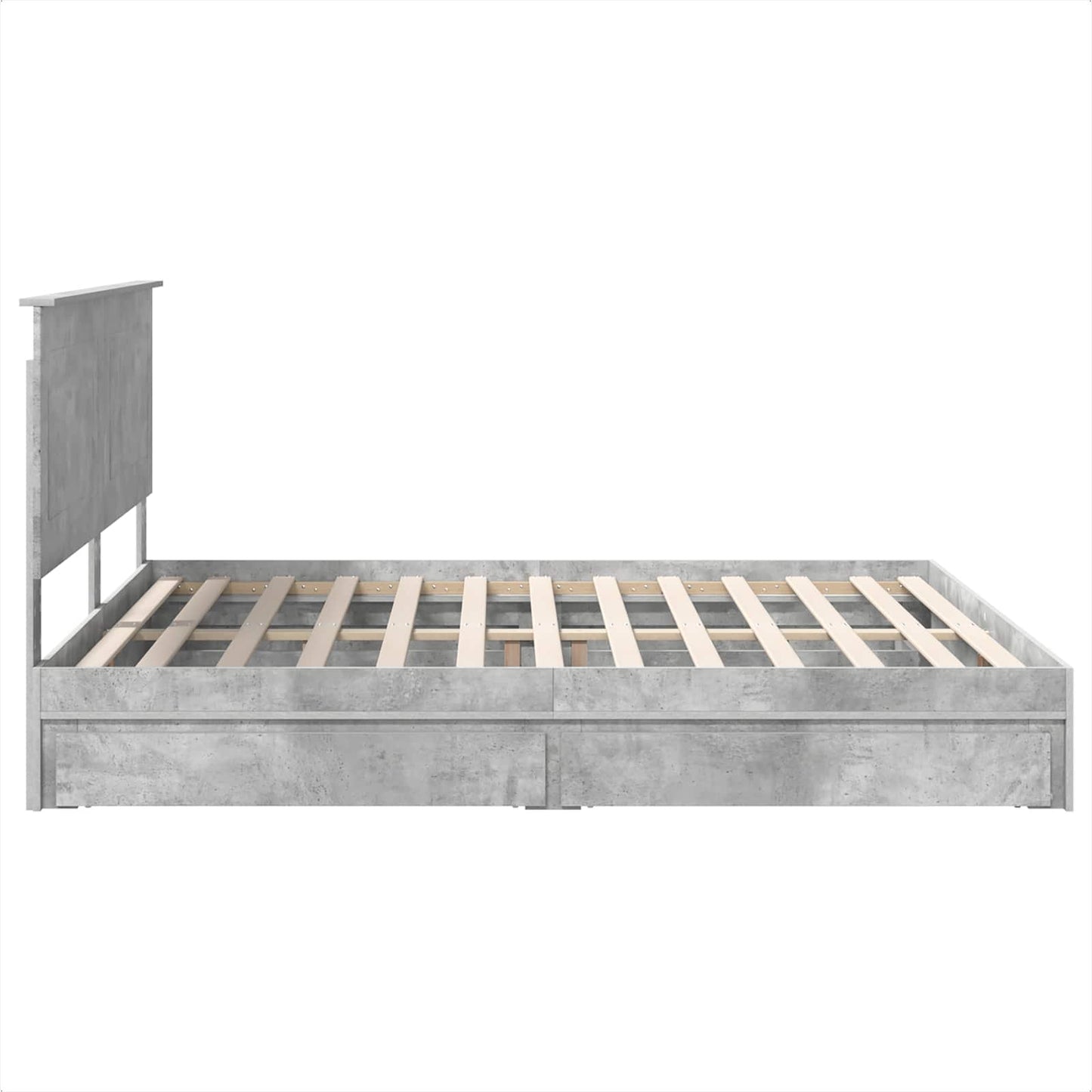 Tárolós Ágy fiókkal Beton Szürke 200 x 200 cm Szerelt Fa