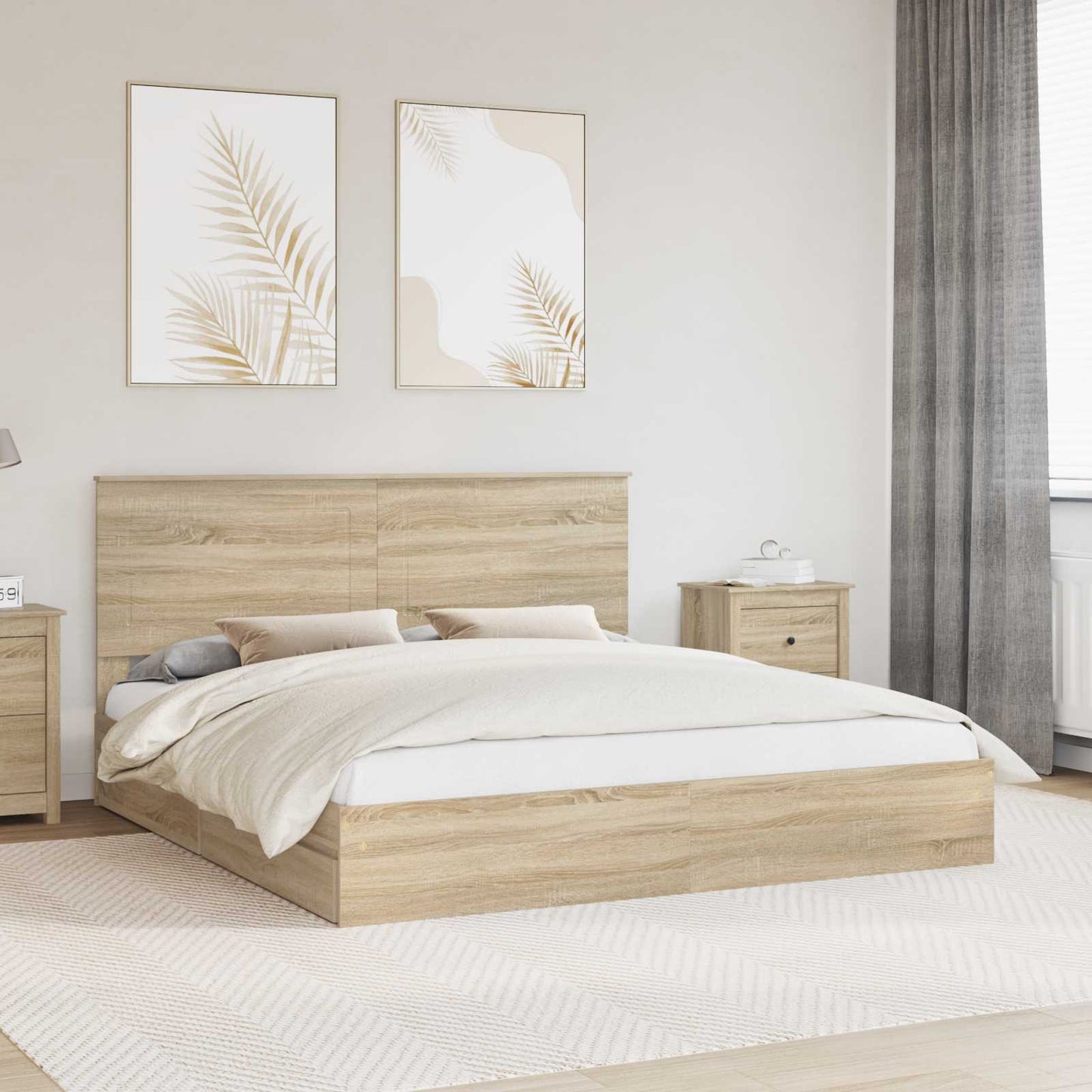 Tárolós Ágy fiókkal Sonoma tölgy 180 x 200 cm Szerelt Fa