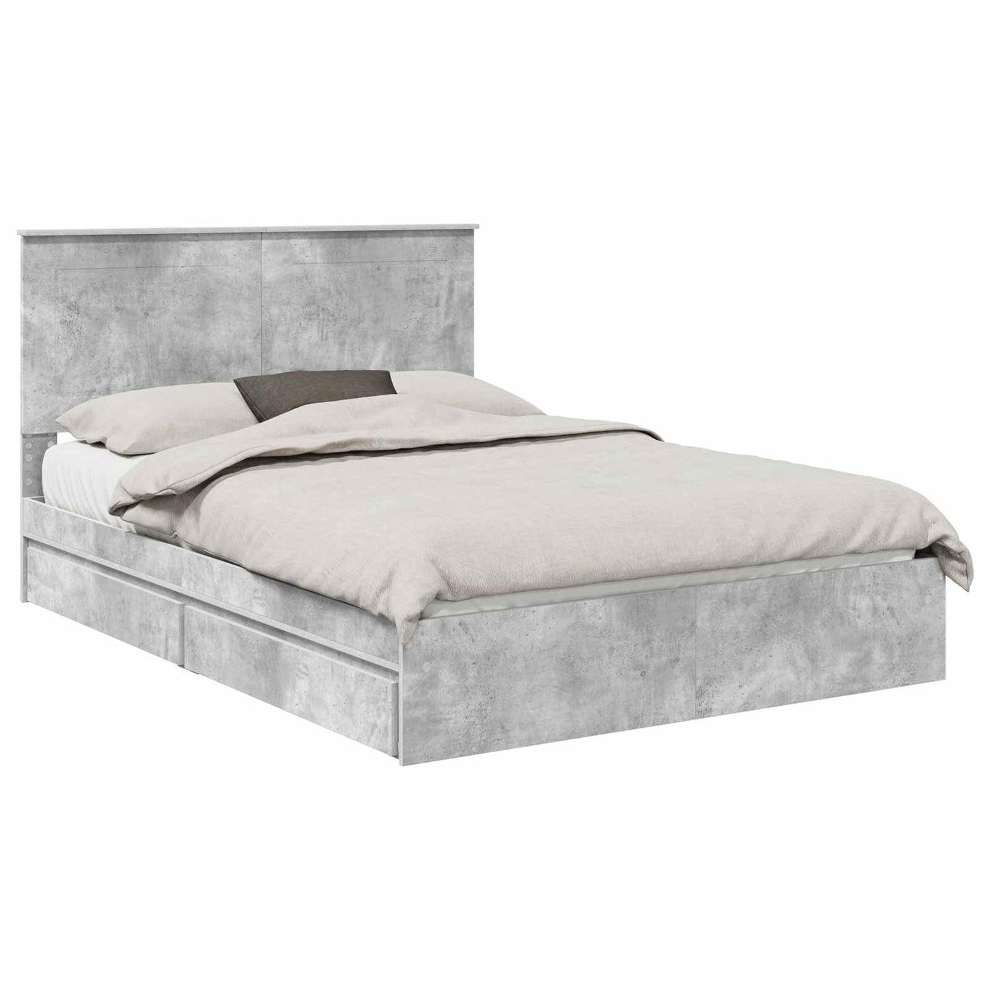 Tárolós Ágy fiókkal Beton Szürke 150 x 200 cm Szerelt Fa