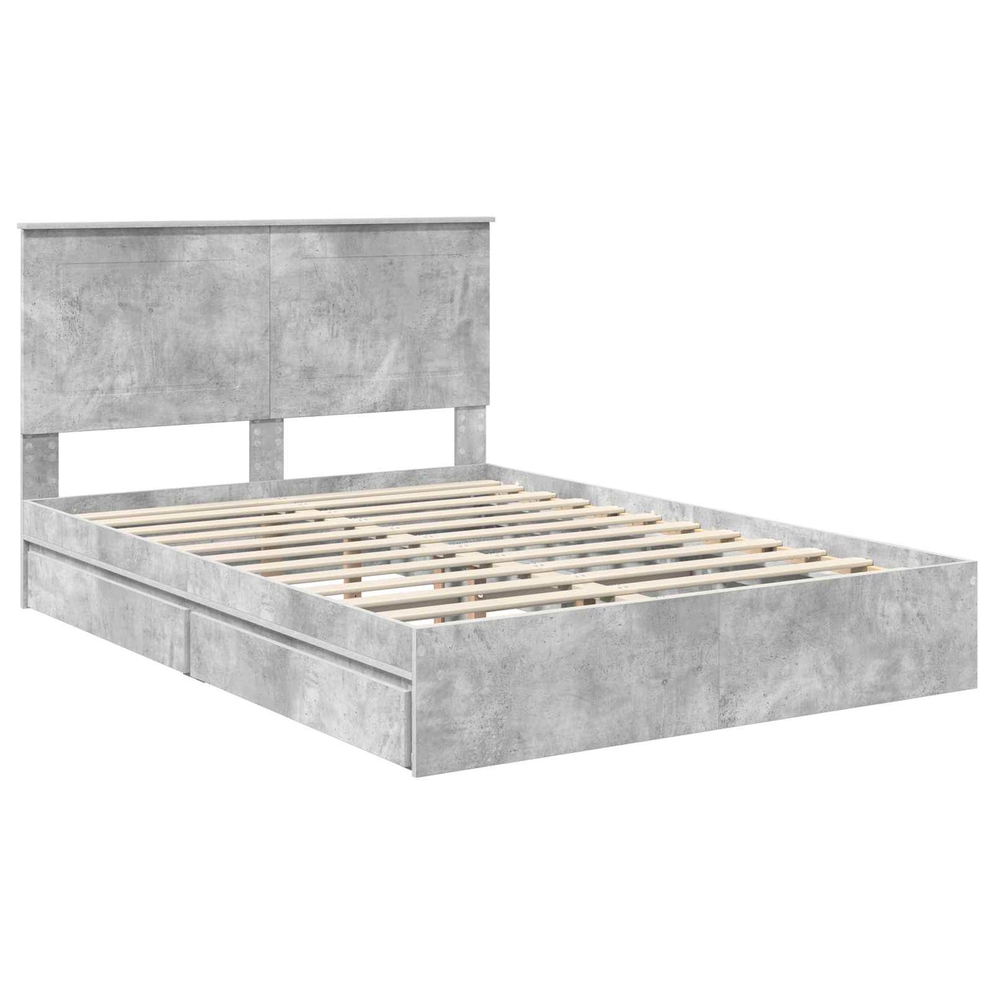 Tárolós Ágy fiókkal Beton Szürke 150 x 200 cm Szerelt Fa