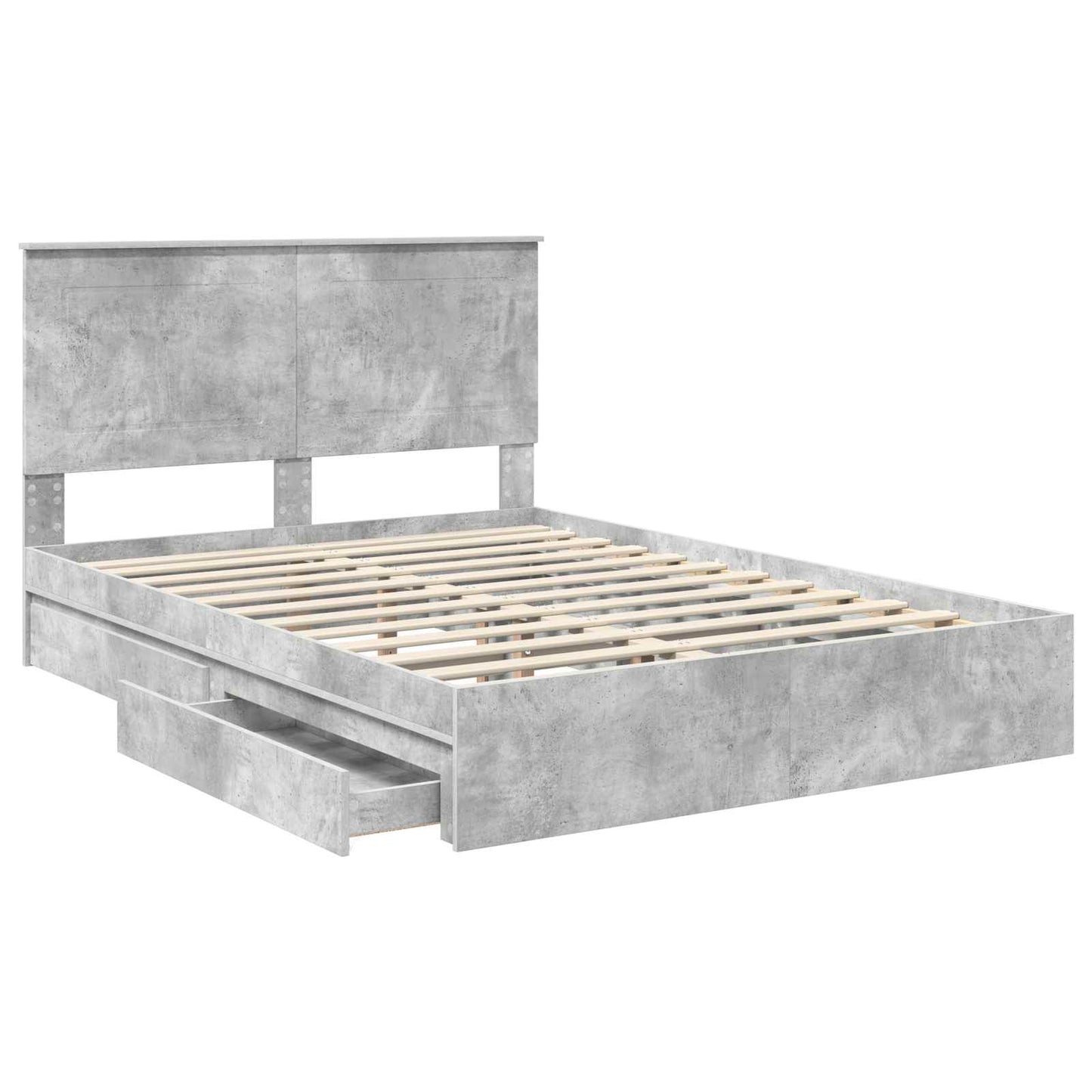 Tárolós Ágy fiókkal Beton Szürke 150 x 200 cm Szerelt Fa