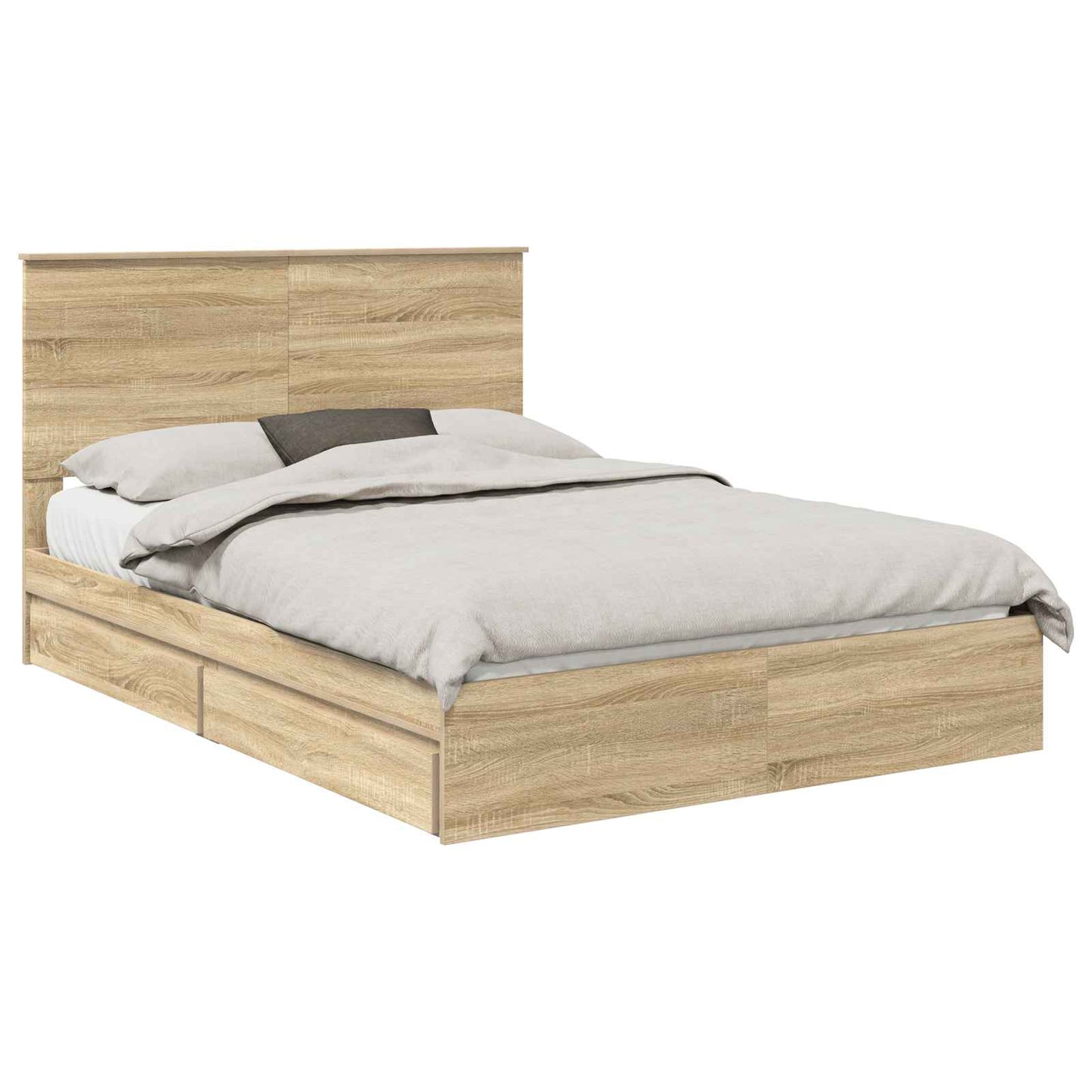 Tárolós Ágy fejtámlával Sonoma tölgy 140 x 190 cm Faanyag