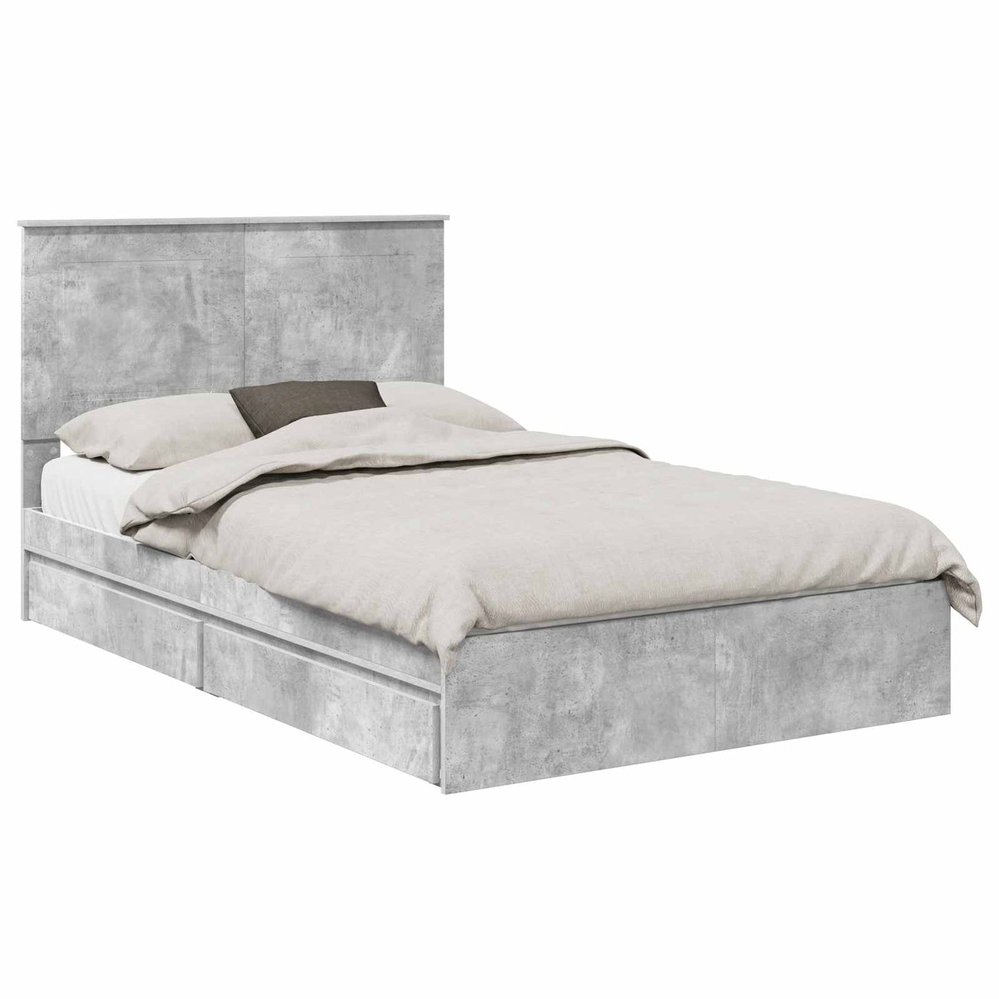 Tárolós Ágy fiókkal Beton Szürke 135 x 190 cm Szerelt Fa