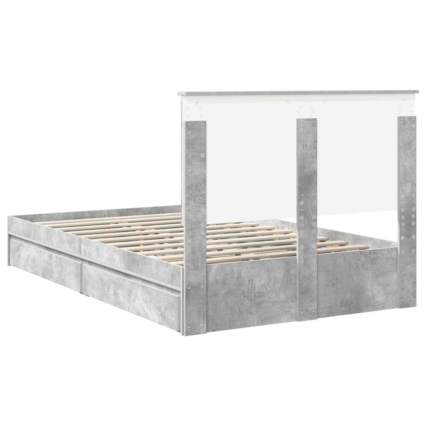 Tárolós Ágy fiókkal Beton Szürke 135 x 190 cm Szerelt Fa