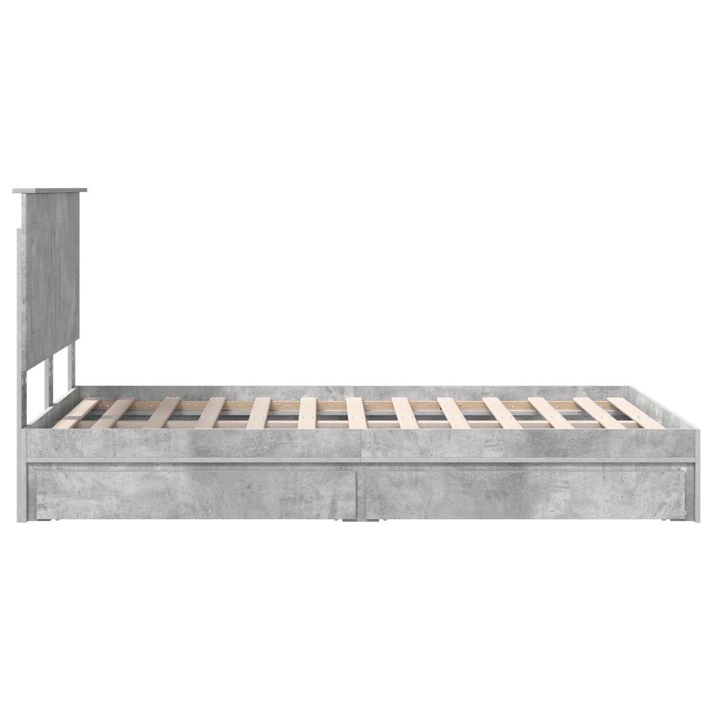 Tárolós Ágy fiókkal Beton Szürke 135 x 190 cm Szerelt Fa