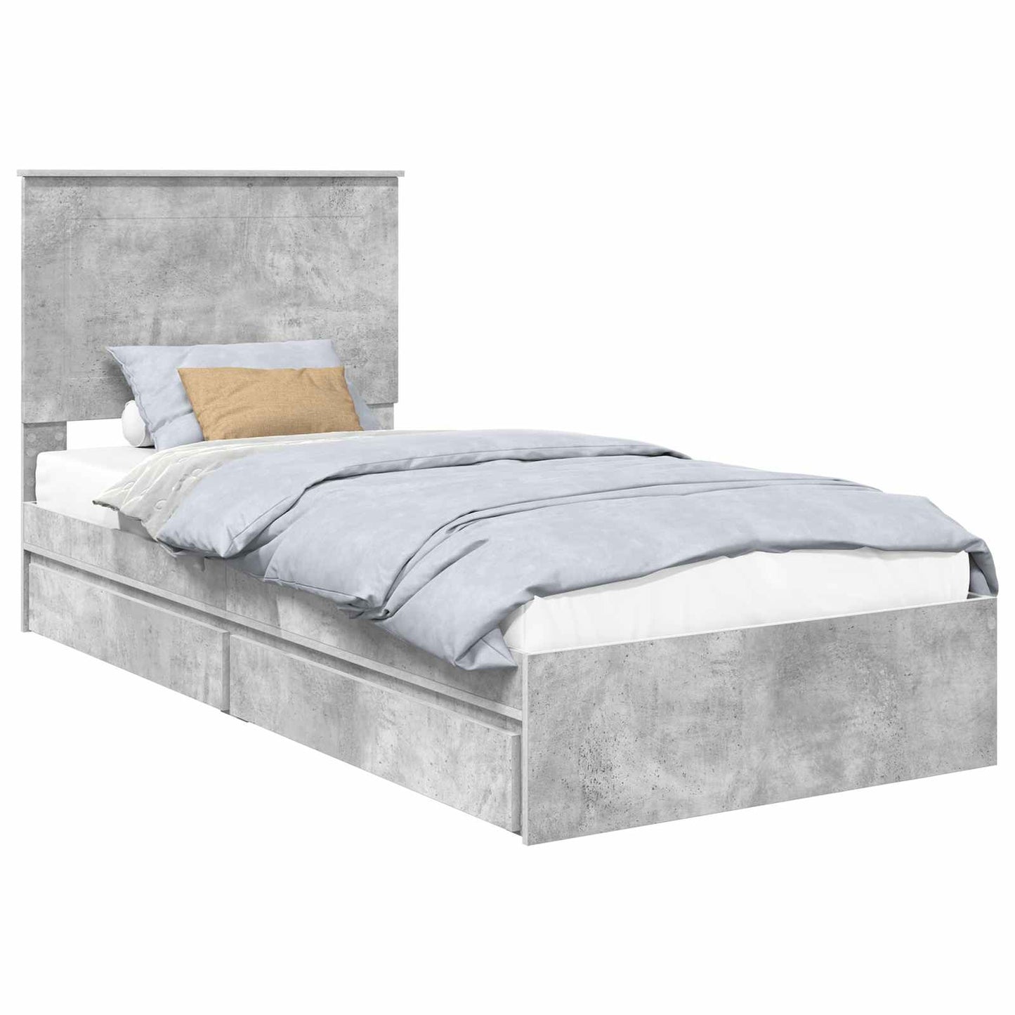 Tárolós Ágy fejtámlával Beton Szürke 90 x 190 cm Faanyag