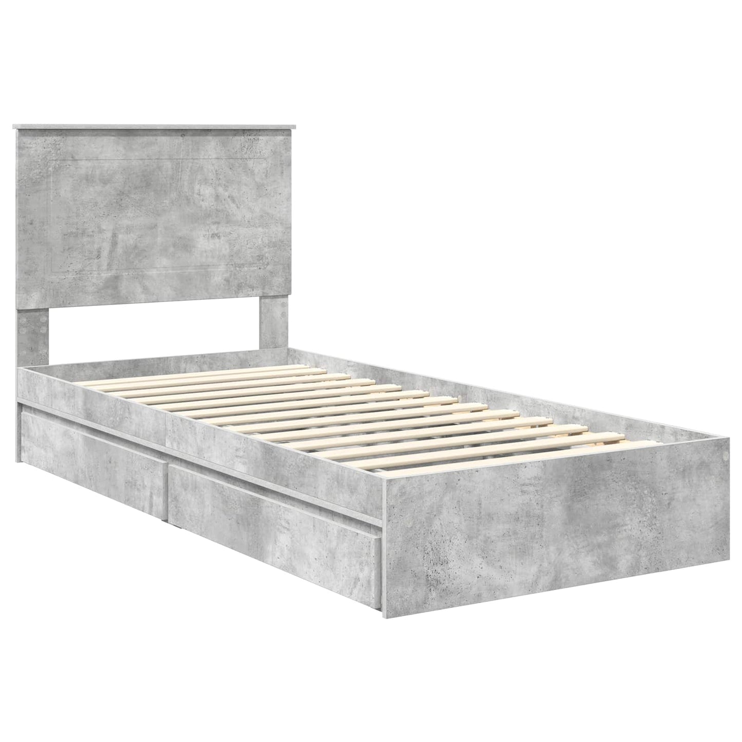Tárolós Ágy fejtámlával Beton Szürke 90 x 190 cm Faanyag