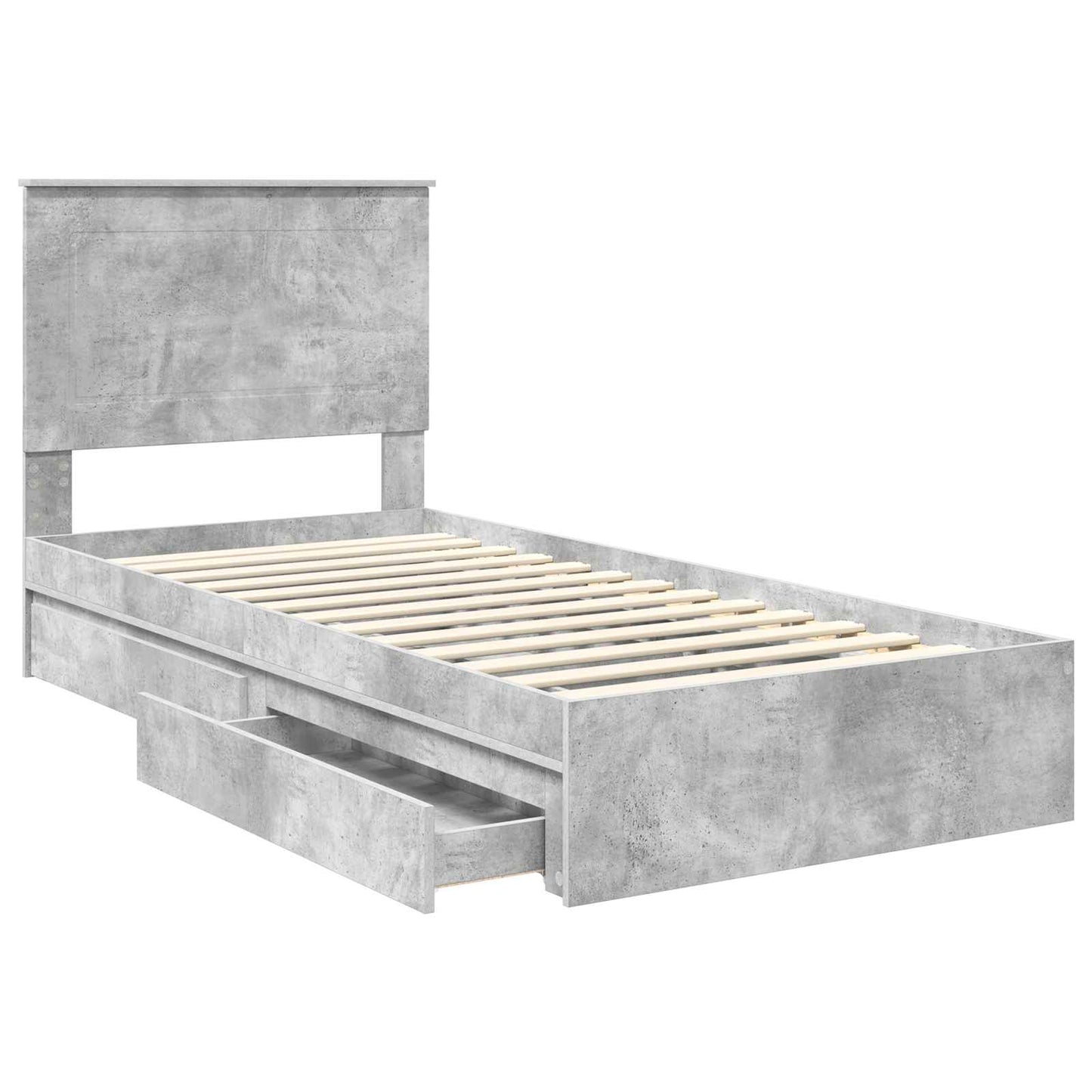 Tárolós Ágy fejtámlával Beton Szürke 90 x 190 cm Faanyag