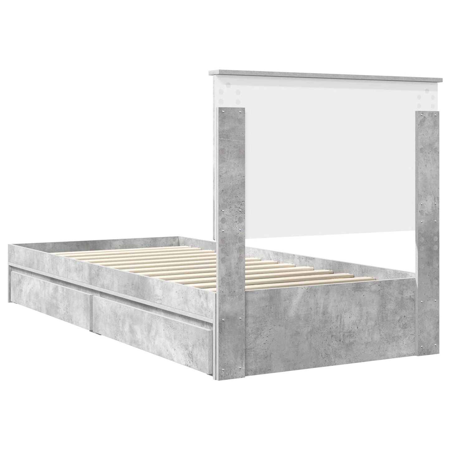 Tárolós Ágy fejtámlával Beton Szürke 90 x 190 cm Faanyag