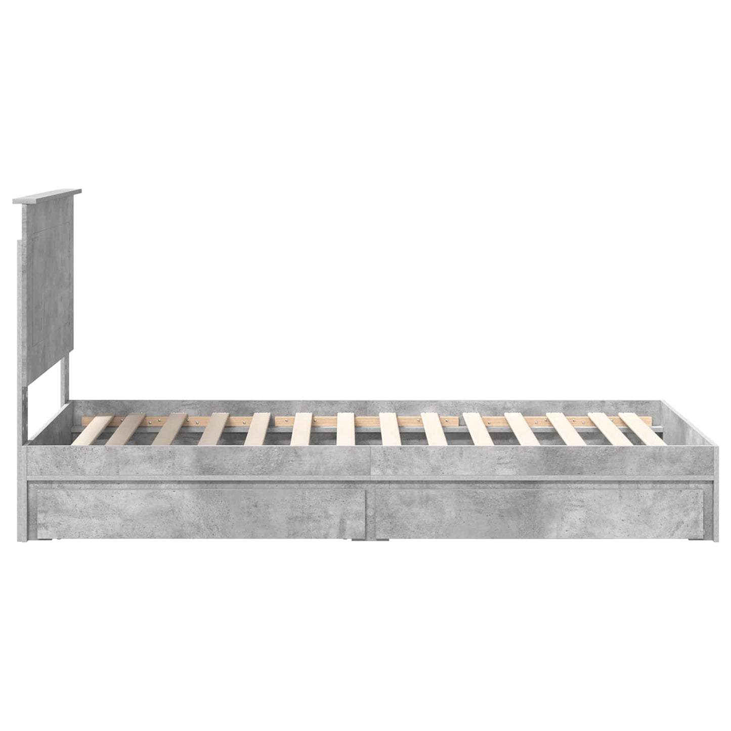 Tárolós Ágy fejtámlával Beton Szürke 90 x 190 cm Faanyag