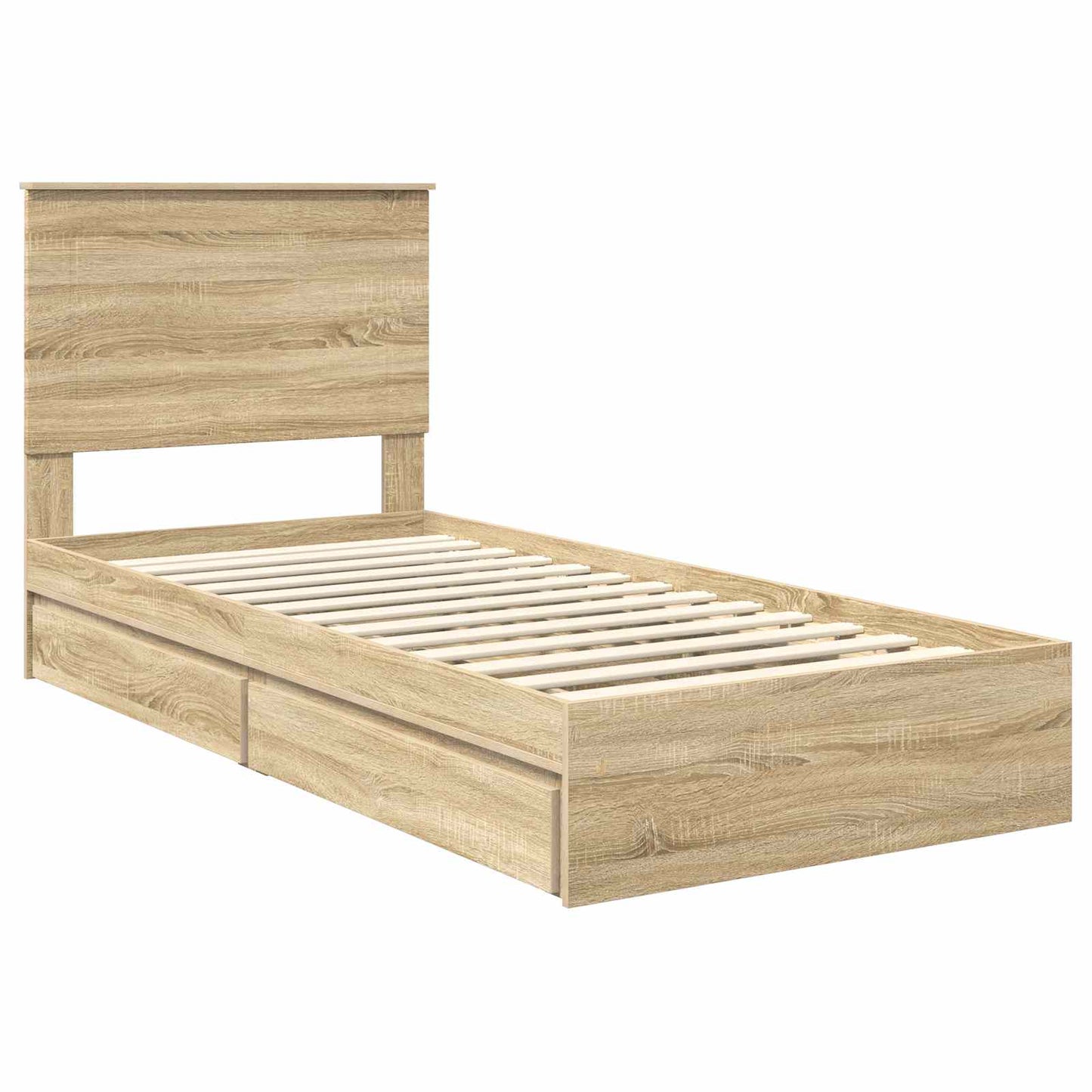 Tárolós Ágy fejtámlával Sonoma tölgy 90 x 200 cm Faanyag