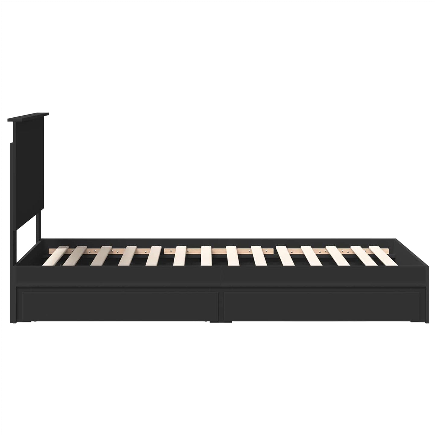 Tárolós Ágy fiókkal fejtámlával Fekete 75 x 190 cm Szerelt Fa