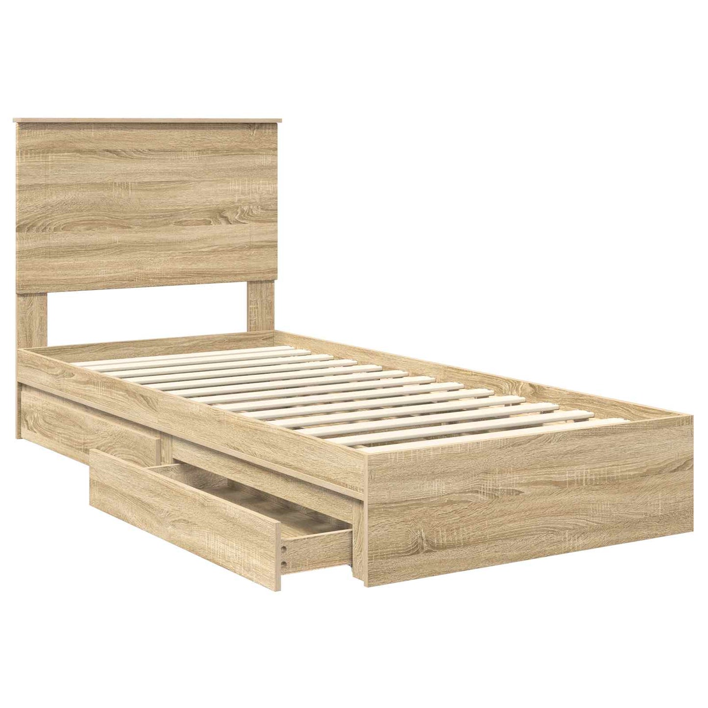 Tárolós Ágy fiókkal Sonoma tölgy 75 x 190 cm Szerelt Fa