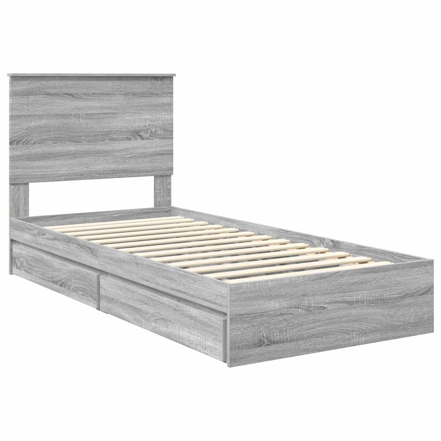 Tárolós Ágy fiókkal Szürke Sonoma 75 x 190 cm Szerelt Fa