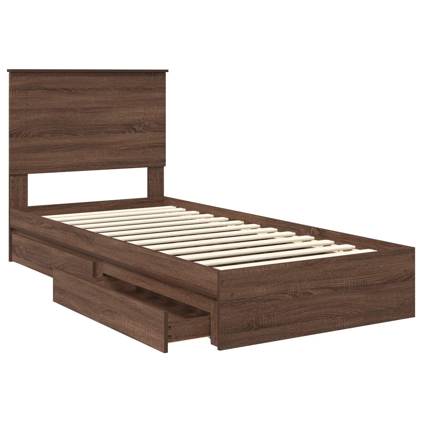 Tárolós Ágy fiókkal Barna Tölgy 75 x 190 cm Szerelt Fa