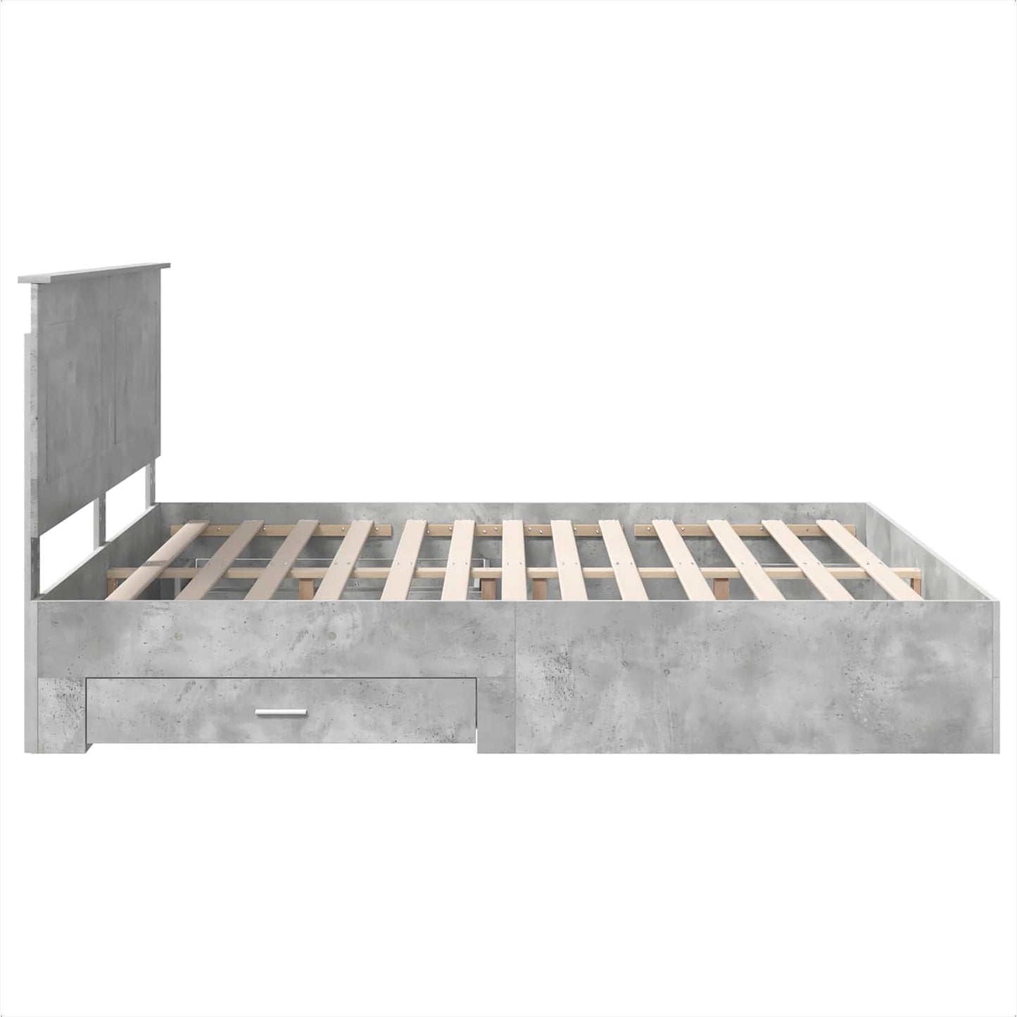 Ágykeret fiókkal tárolóval Beton Szürke 200 x 200 cm Szerelt Fa