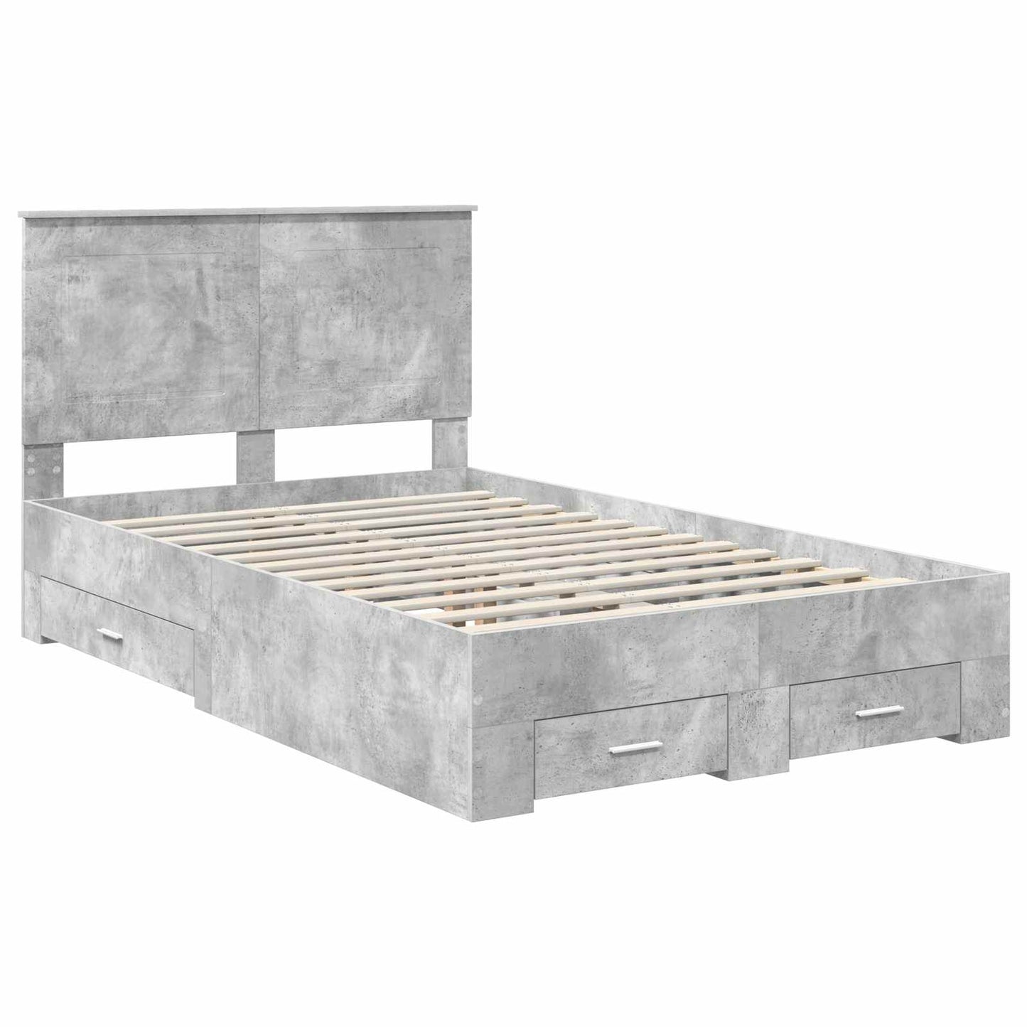 Ágykeret fiókkal tárolóval Beton Szürke 135 x 190 cm Szerelt Fa