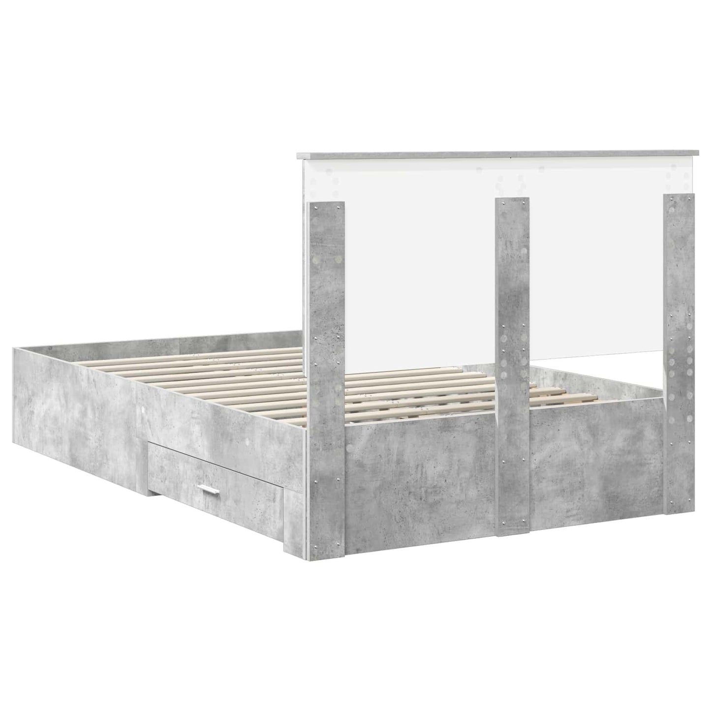 Ágykeret fiókkal tárolóval Beton Szürke 135 x 190 cm Szerelt Fa